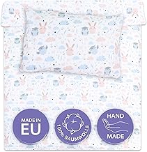 Children's Bed Linen, Cotton, Bedding Set for Baby Boys and Girls, 90 x 120 cm Duvet Cover, 40 x 60 cm Pillowcase, Owl Motif