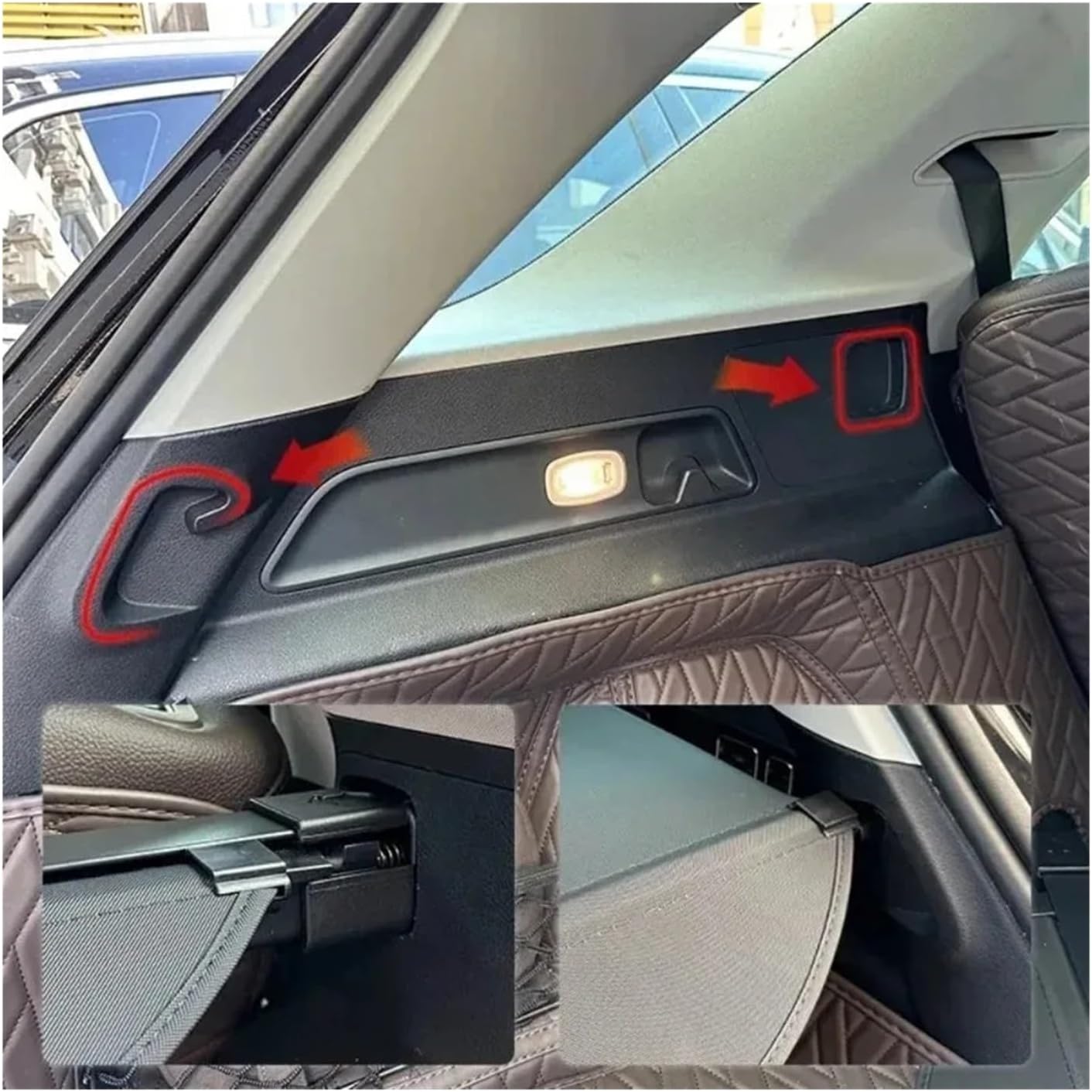 Retractable Trunk Cargo Cover Parcel Rack Waterproof Shield Privacy Auto Interior Accessories Compatible with Benz ML W166 GLE 2012-2019(Canvas) image 3
