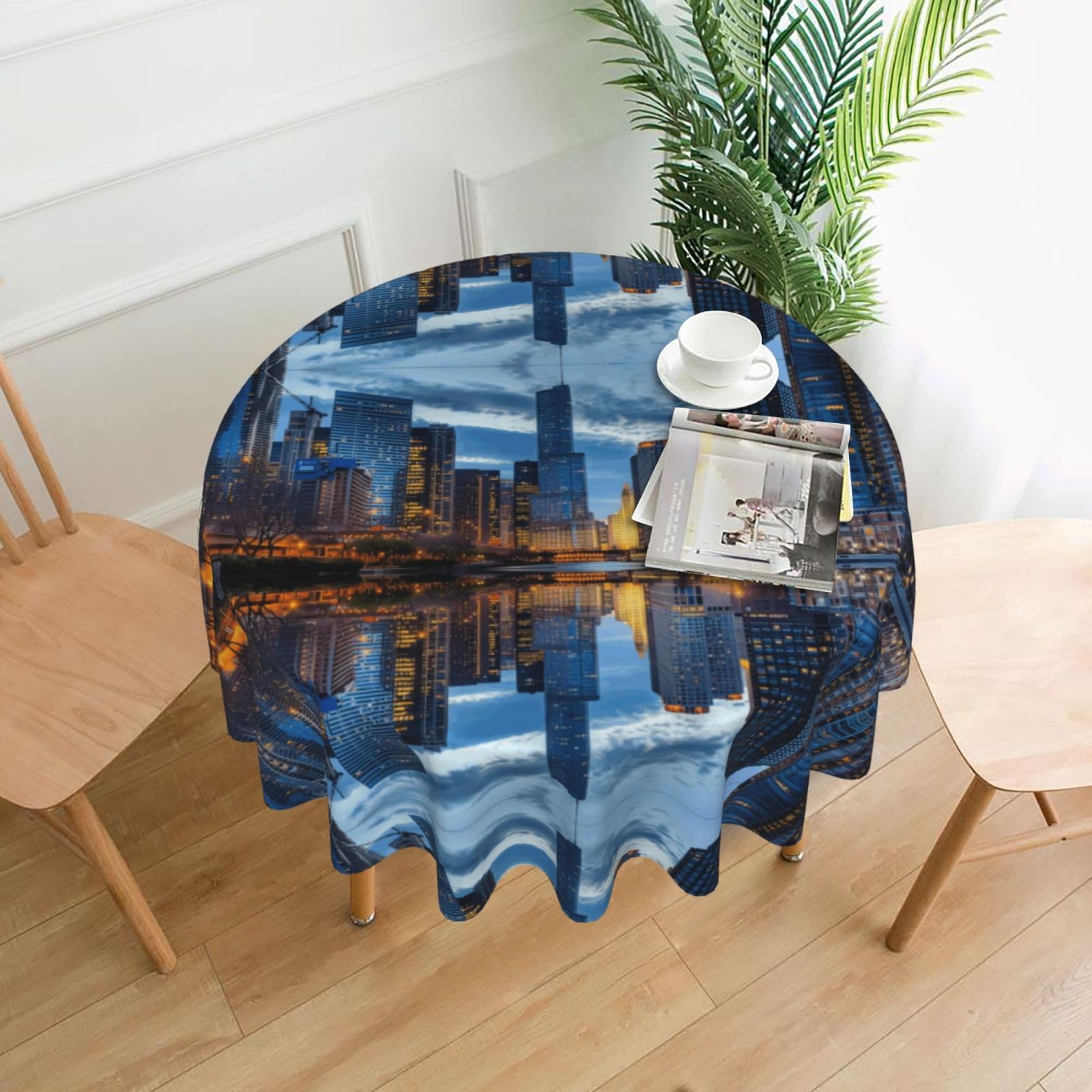 hhxvcv Chicago Illinois Usa Round Tablecloth – Dining Table Cover