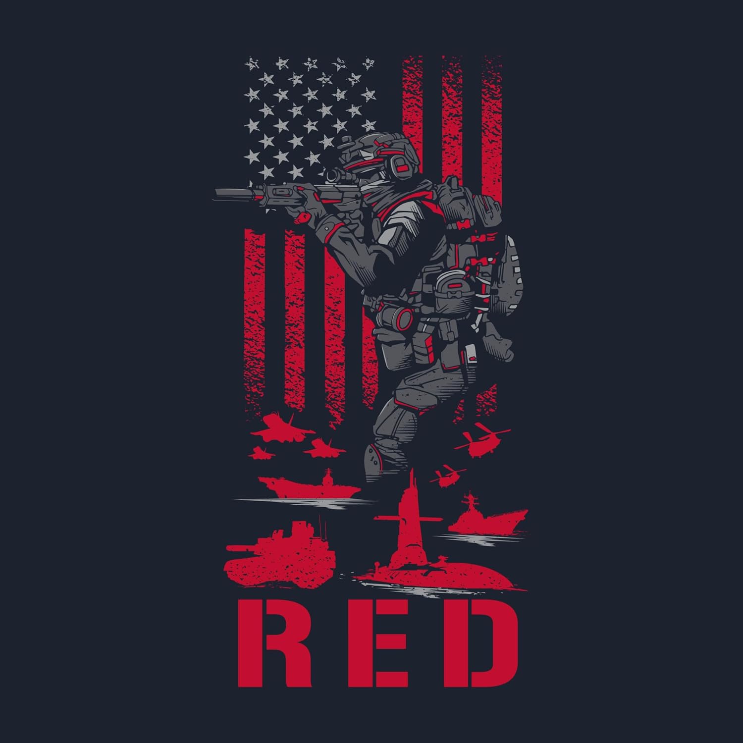 Grunt Style RED Friday Men's T-Shirt - Image 5