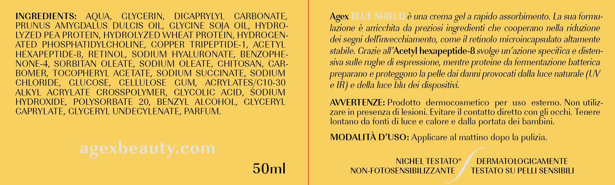 AGEX by PHARCOS® Blue Shield - Crema antiage distensiva delle rughe con filtro per la luce blu