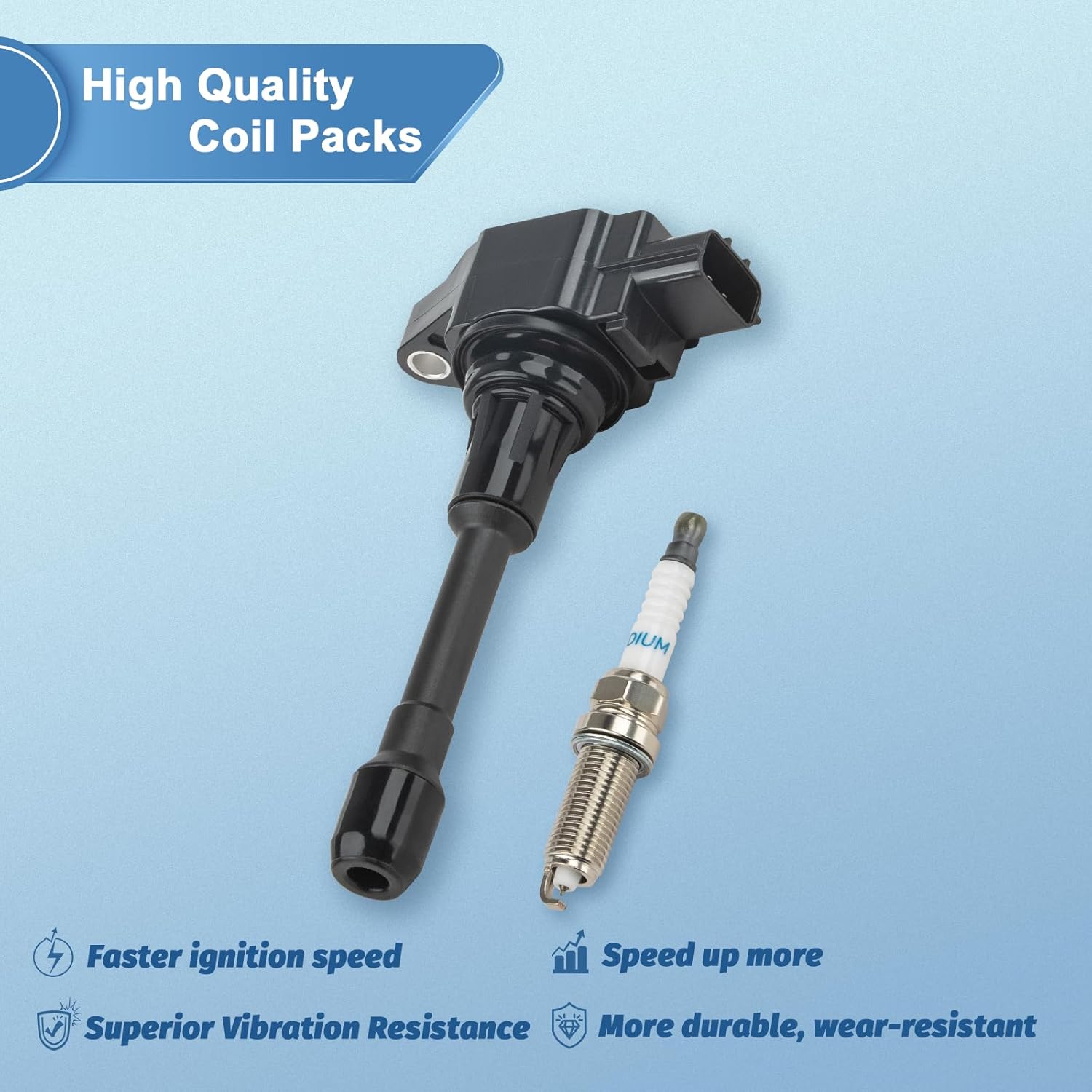 Set of 6 UF617 Ignition Coil Packs and Iridium Spark Plugs Compatible with Nissan 370Z, Infiniti FX37 G37 M37 Q40 Q50 Q60 Q70 QX70 370Z 3.7L V6, Replaces 22448EY00A, 5C1788
