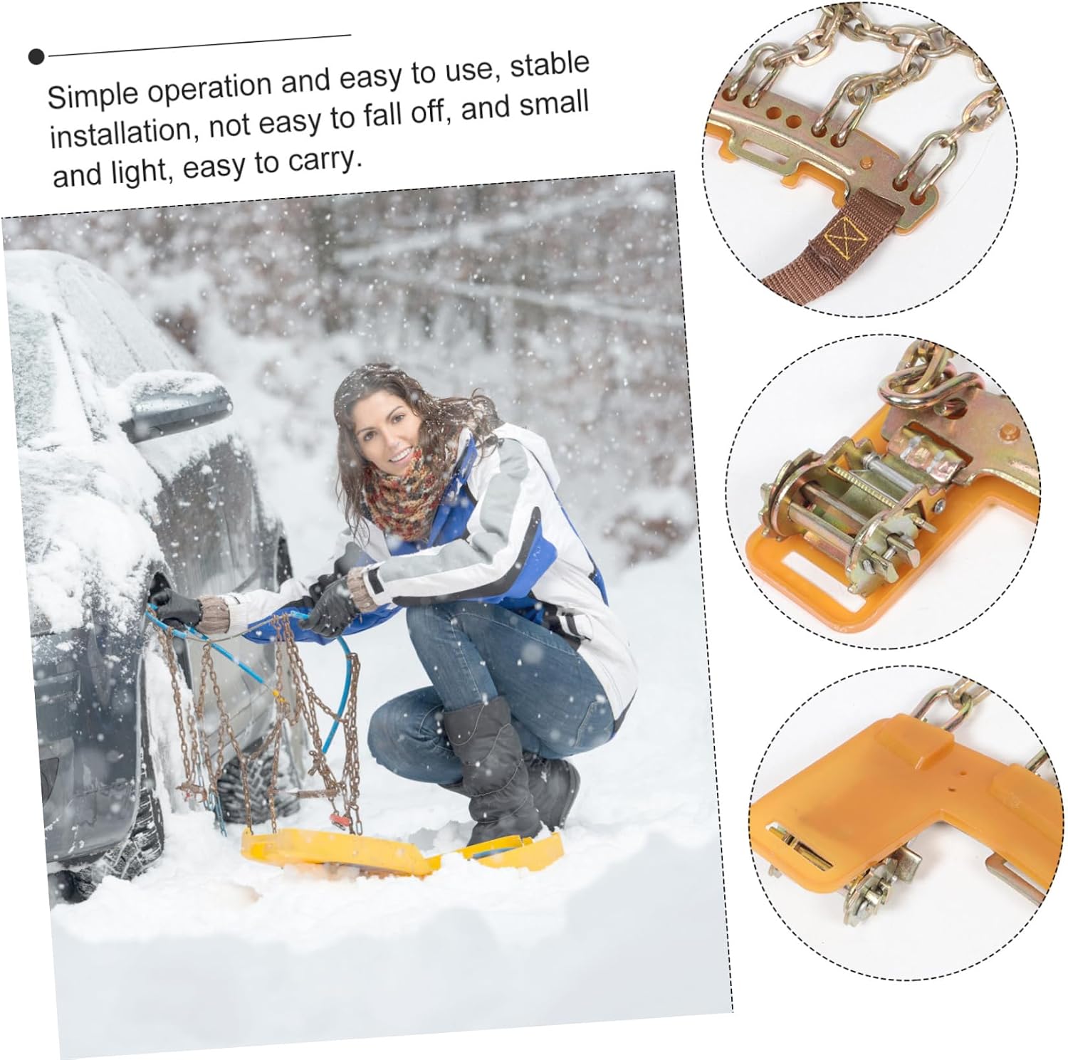Emergency Tire Chains for Cars Suvs Heavy Duty Antiskid Manganese Steel Snow Mud Traction