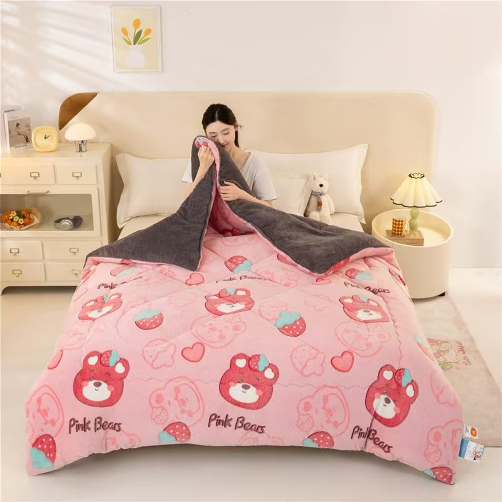 Super Soft Thickened Warm Lamb Quilt Winter Blanket, Breathable Fluffy Plush Double Sided Velvet Blanket for Cold Weather(Color17,150x200cm(3.5KG))