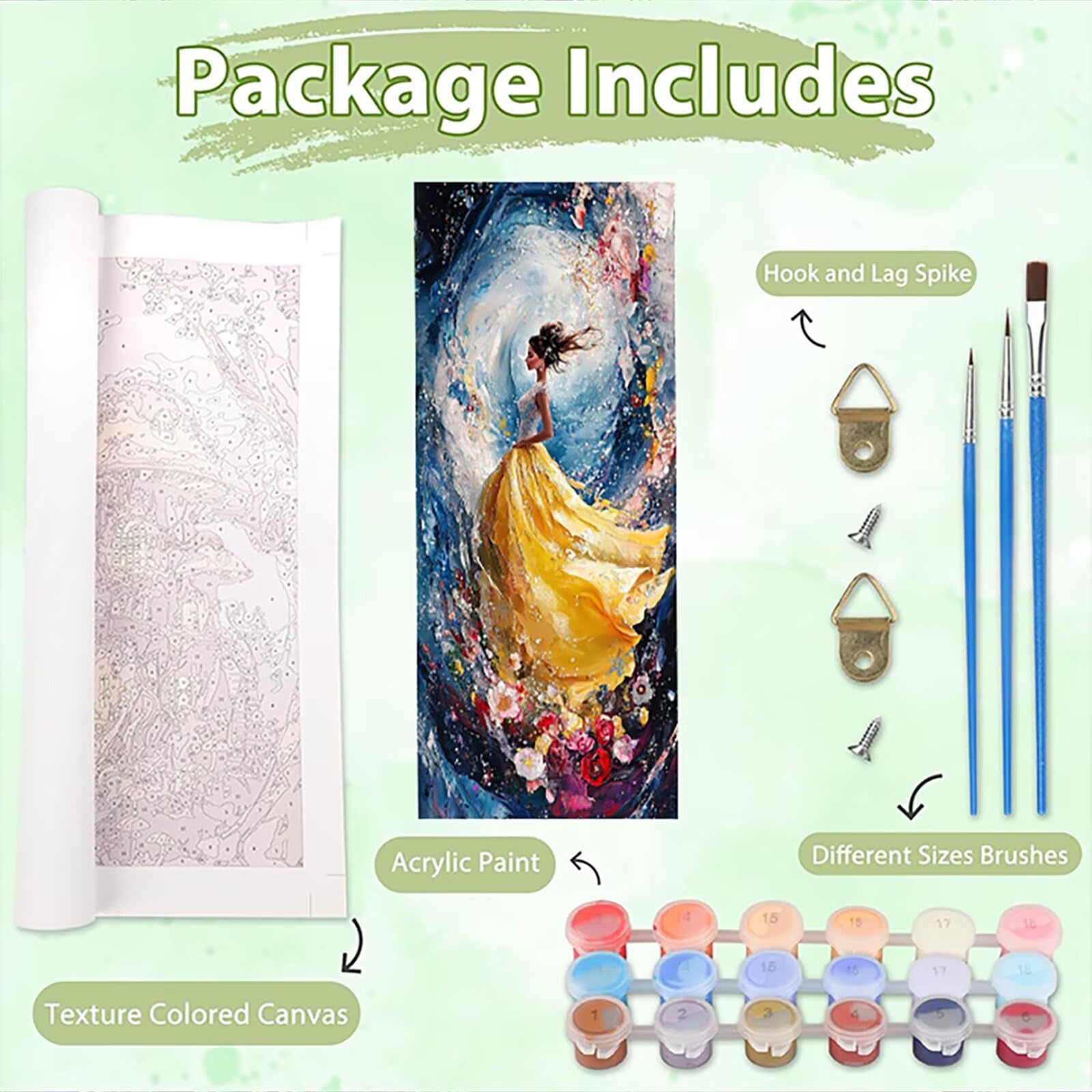 Malen Nach Zahlen 50x150cm Leinwand Schönheit Malen Nach Zahlen Erwachsene mit Ohne Rahmen, DIY Kreativ Set für Erwachsene mit Pinseln und Acrylfarbe, Zimmer Deko Frauen 1 Landschaft Geschenk, P0M-413