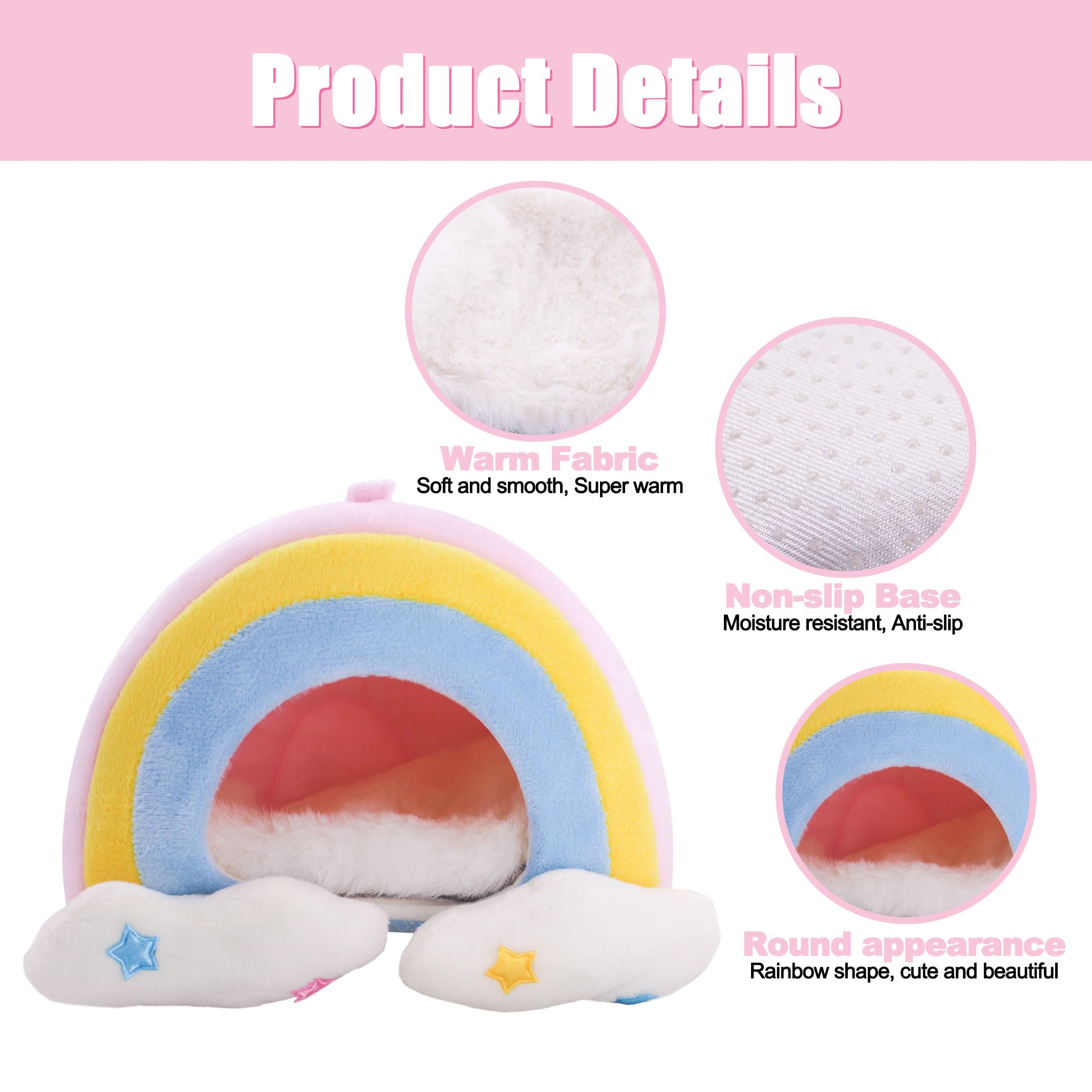 WURMONE Guinea Pig Hideout Cave, Cozy Small Animal Bed With Removable Pad, Cage Accessories for Hamster Rabbit, Hedgehog - Image 4