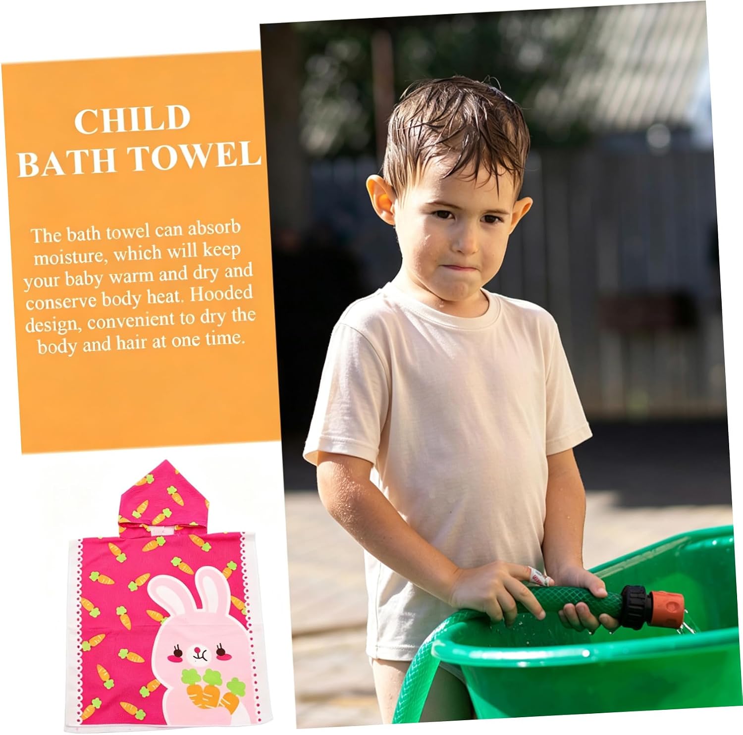 Hooded Bath Towel and Beach Towel for Boys and Soft Absorbent Cotton Hooded Lightweight Bathrobe Poncho for Pool Beach and Bathroom Use