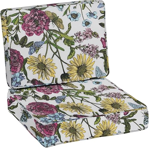 Miniatura 2 de BELLRINO Juego de 2 fundas de cojín decorativas para patio, impermeables, para exteriores, de 24 x 24 x 4 pulgadas, para silla, asiento, jardín,