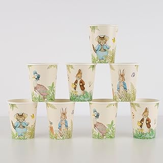 Meri Meri Peter Rabbit™ In The Garden Cups (Pack of 8), Paper Party Cups, Disposable Peter Rabbit Cups, 9oz., Kids & Adults, Hot or Cold Drinks