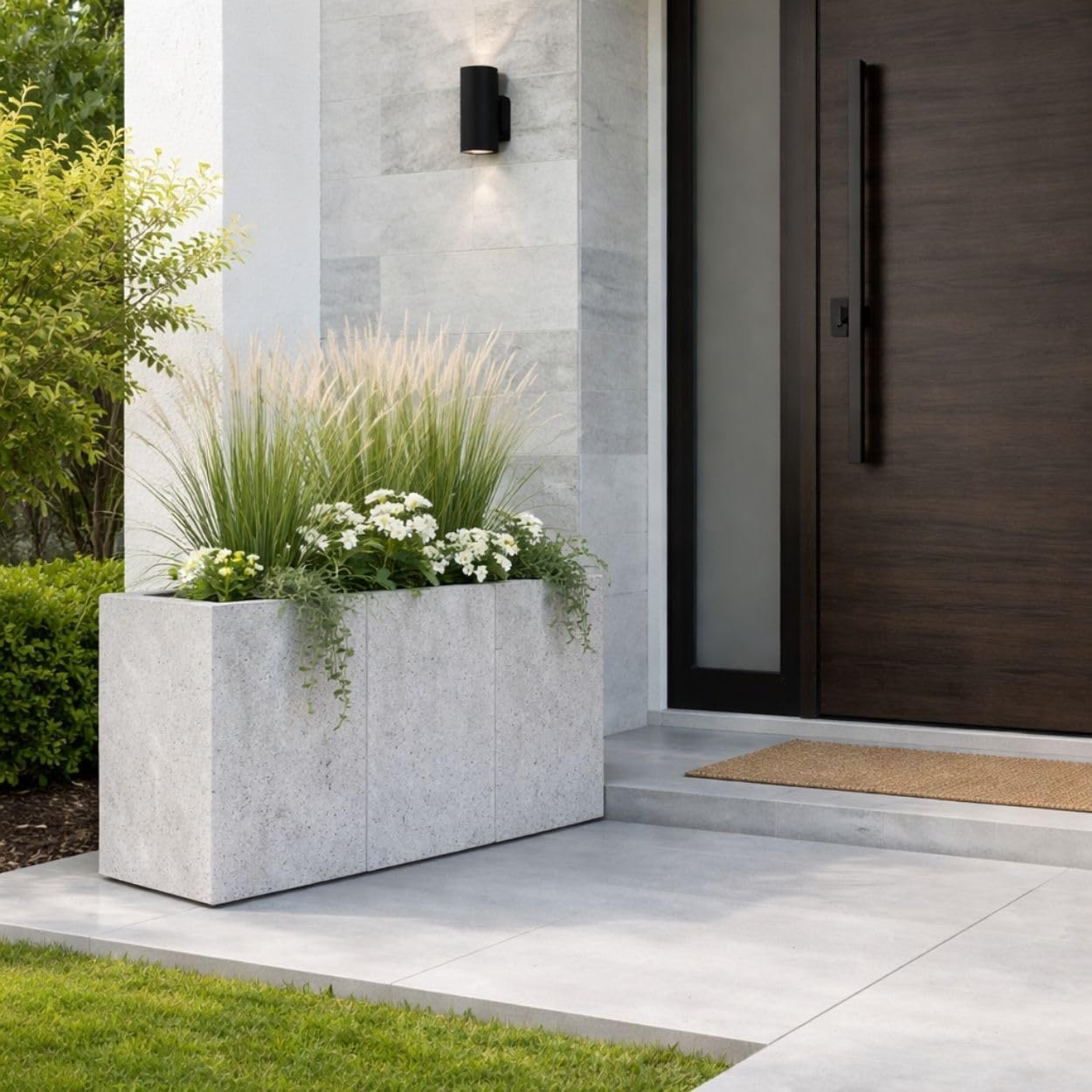 Blumentopf Blumenkübel grau 60x90 Übertopf Pflanzgefäß auf Rollen Betonstruktur Modern für Garten Balkon Terrasse