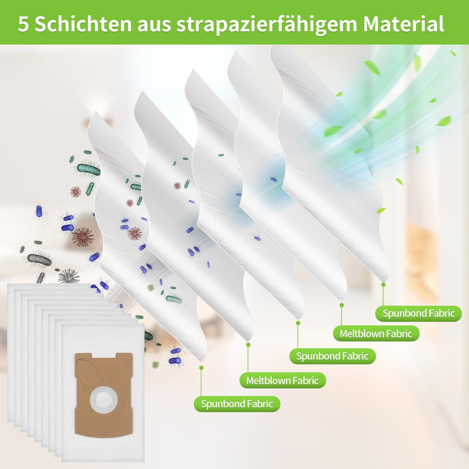 10 sacchetti per Vorwerk Tiger VT260 260 VT300 VT265 300 VT270 265 270 Tessuto