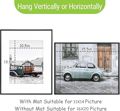 Vista 169 de Golden State Art - Marco de fotos de aluminio satinado clásico de 8 x 10 con alfombrilla de color marfil para fotos de 5 x 7 y cristal real, Dorado