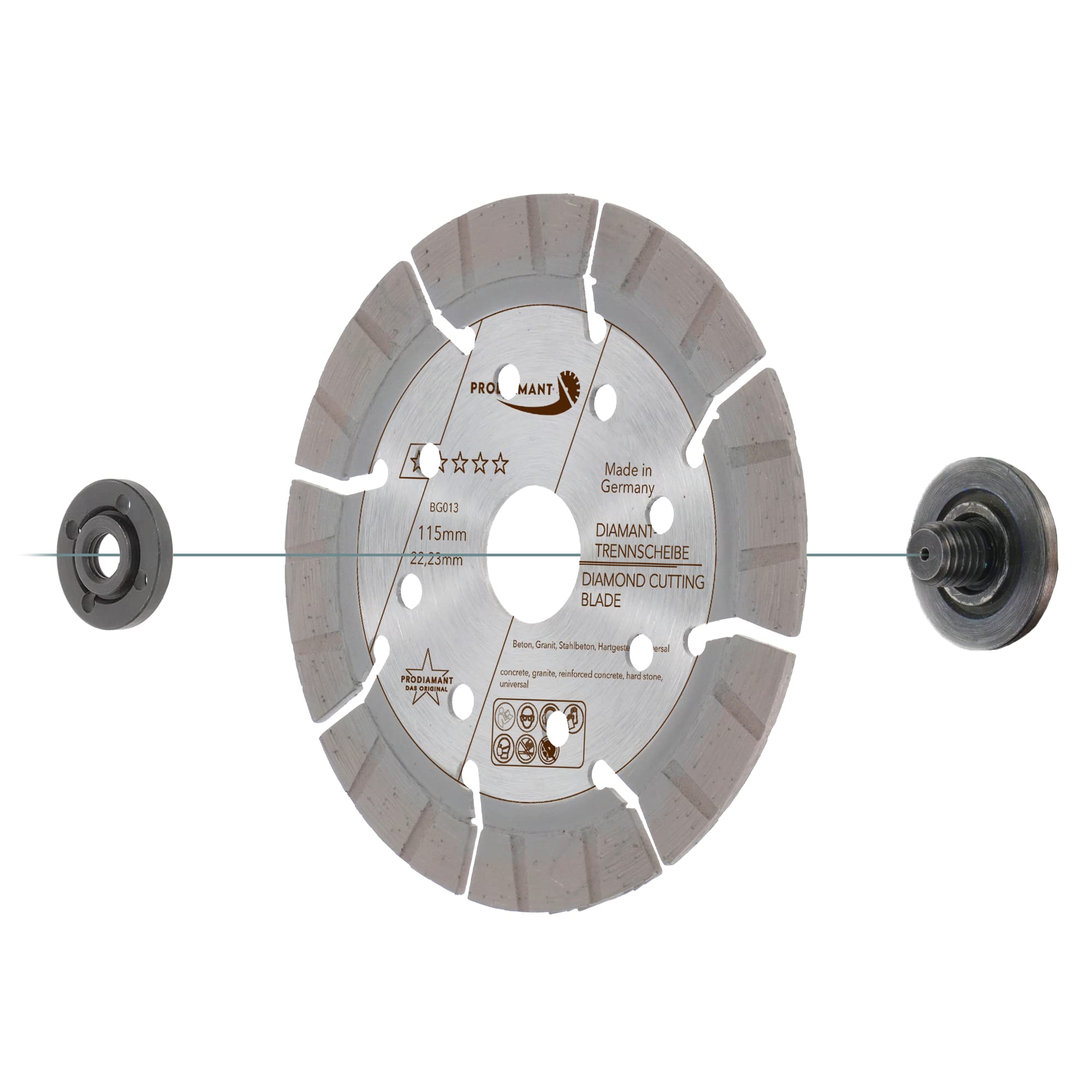 PRODIAMANT Profesjonalna diamentowa tarcza do cięcia betonu / granitu Oxx 115 mm x 22,2 mm diamentowa tarcza do cięcia PDX82.118 115 mm do kamienia naturalnego, produktów betonowych, materiałów średniej twardości i twardych odpowiednia do szlifierek kątow