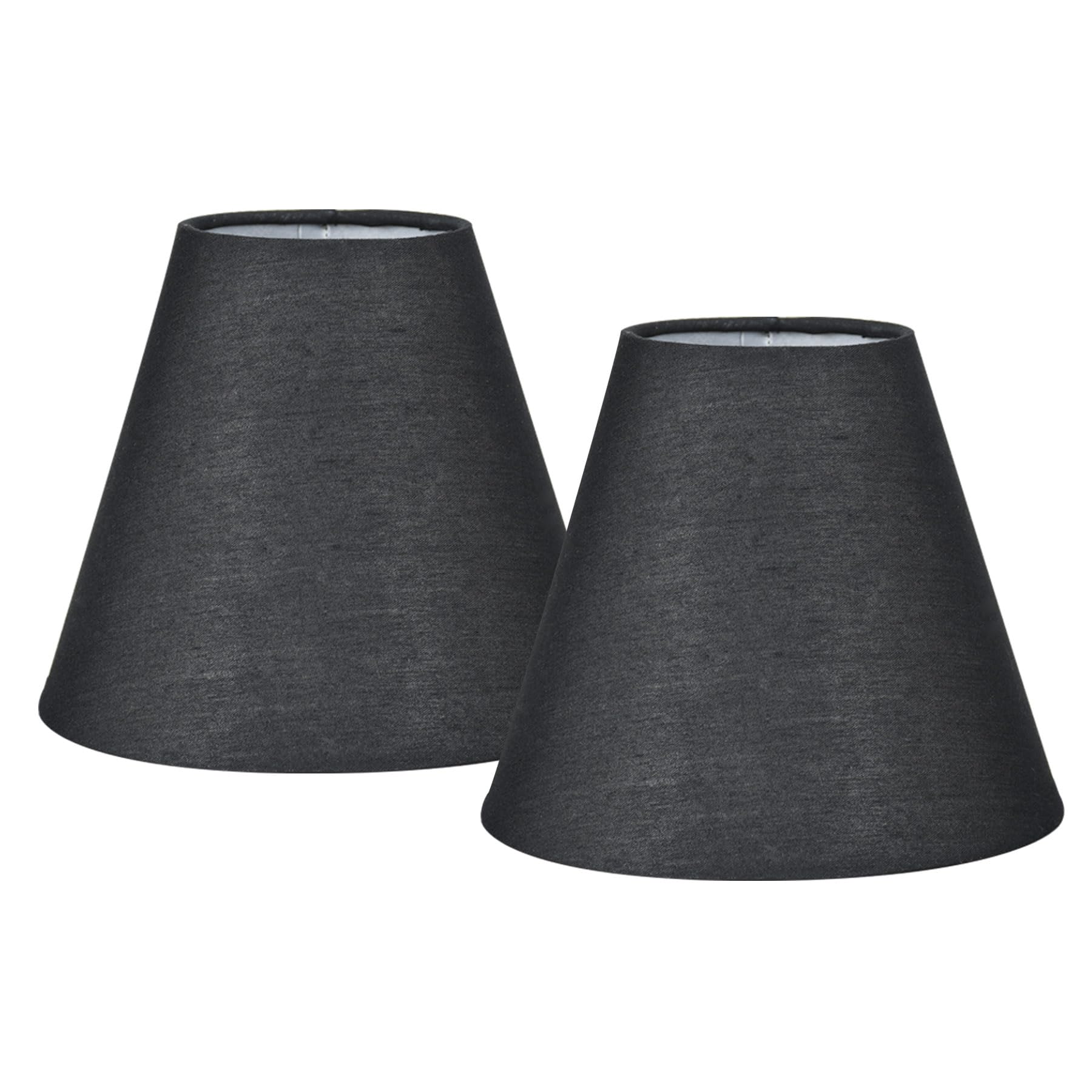 LAMPWELL GERO Black Small Lamp Shades Clip on Bulb Set of 2,Mini Barrel Sconce Shades,Clip on Lamp Shade for Table Lamps Chandelier Shades,6"×3"×H5",Fabric Replacement Lamp Shades