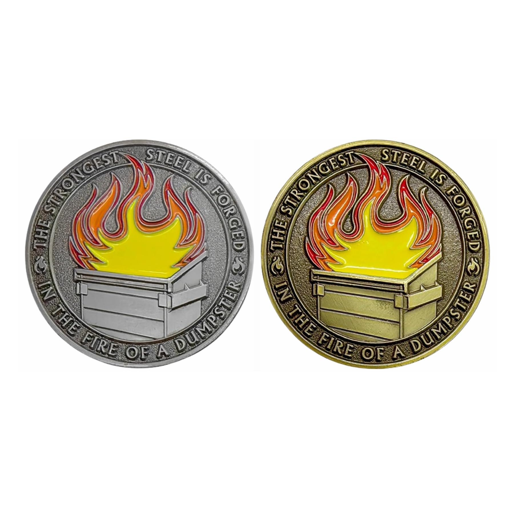 LREQASOR Prime Dumpster Fire Coins 2 Pcs Dumpster Fire Desk Accessories Funny Office Decor