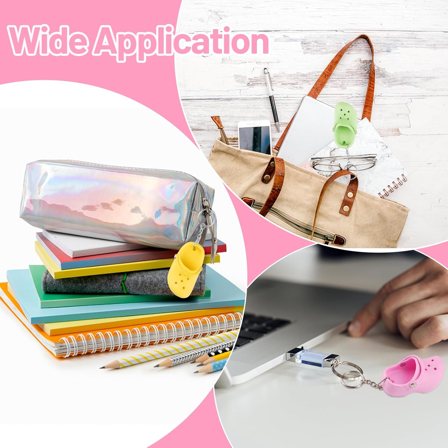 Vaktop Croc Keyring, 6pcs Mini Croc Shoe Keychain, Funny Slippers Keychains, Shoe Charms Keyring Bag Pendant Accessories for Girls Boys Adults 8