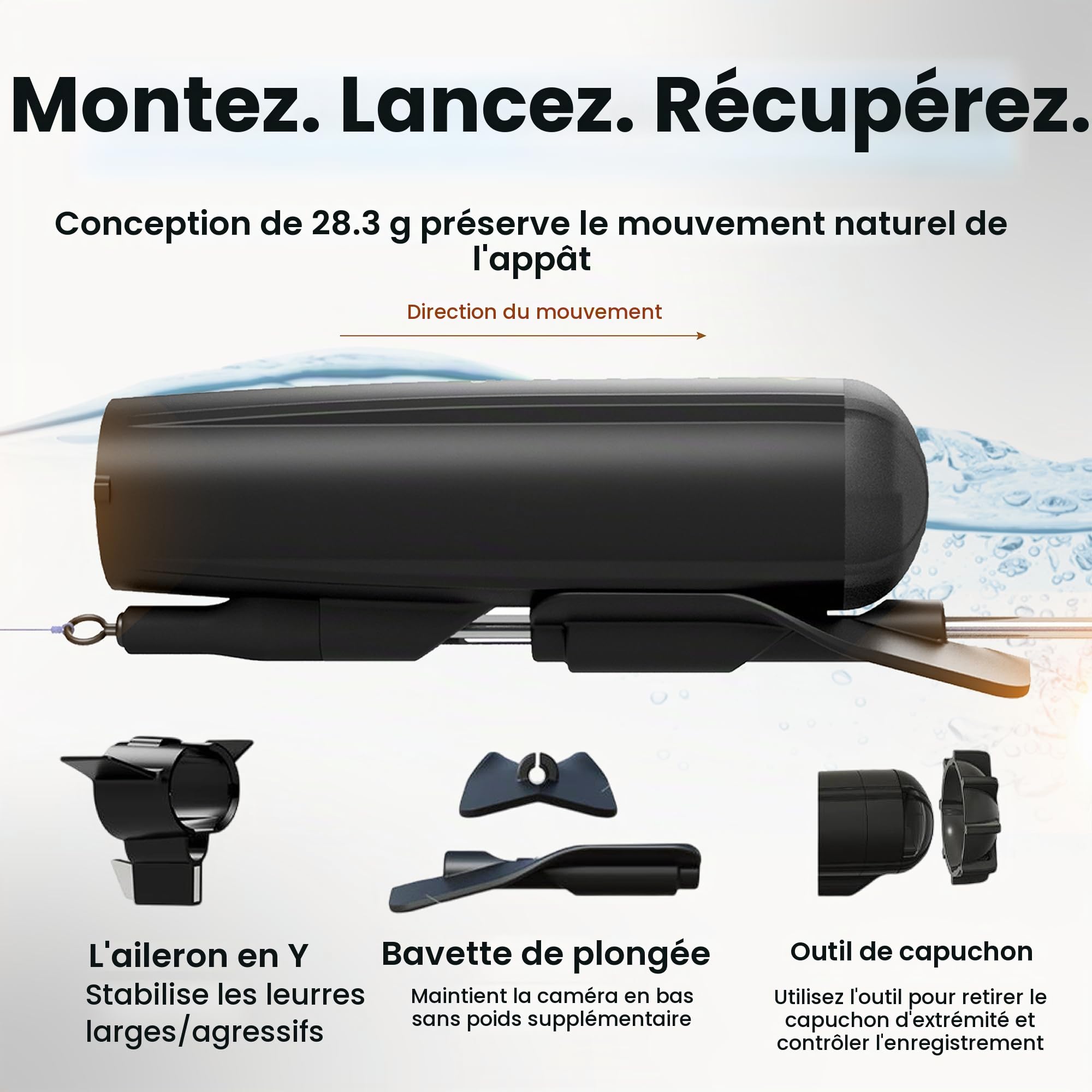 Westin Underwater Explore Camera 28 g – Accessoires de pêche pour la pêche à la Carpe, caméra de Trail avec Full HD 1080p, étanche 200 m, Couleurs Vives, Batterie 1 h 25 Min