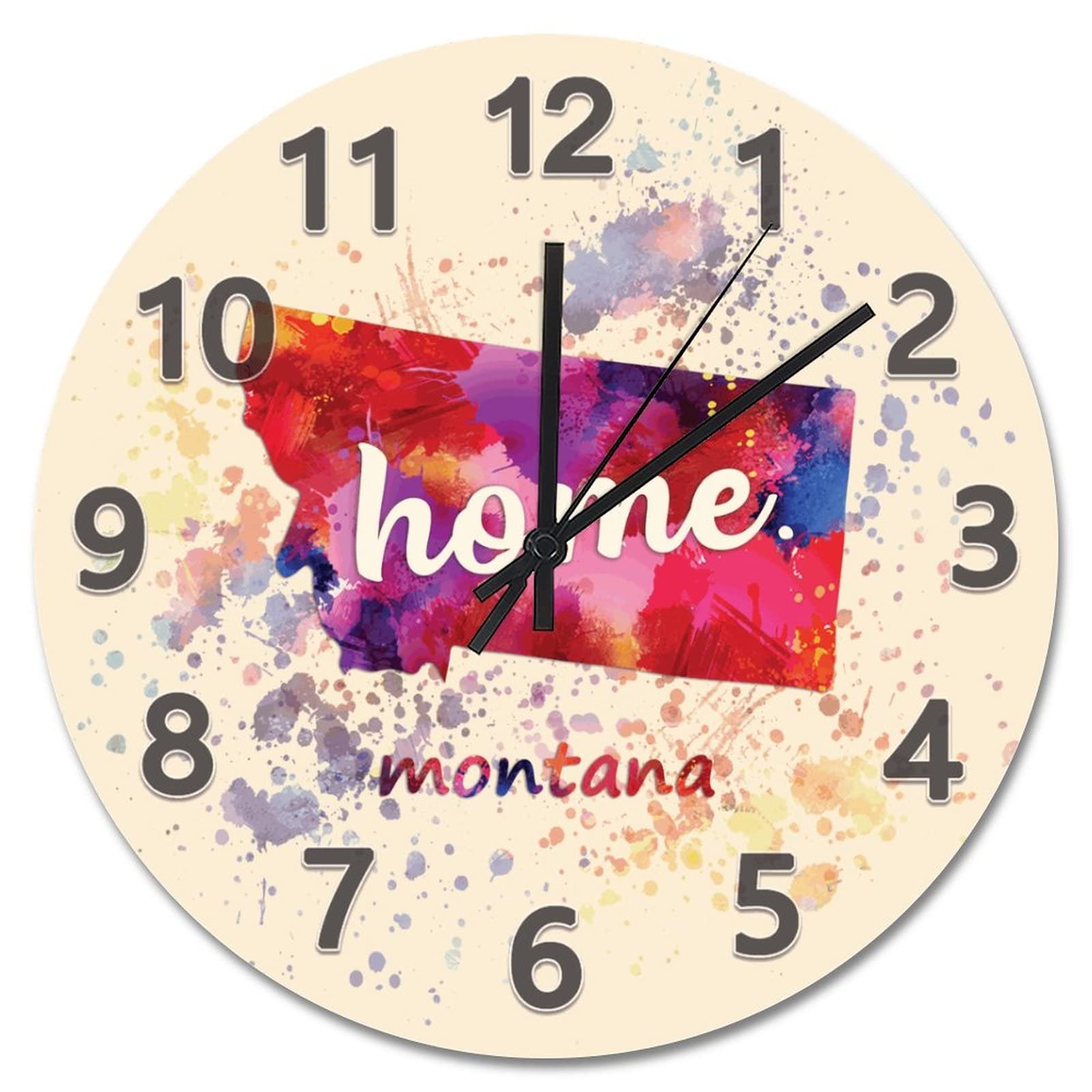 Horloge murale Montana aquarelle silencieuse et moderne pour décoration salon