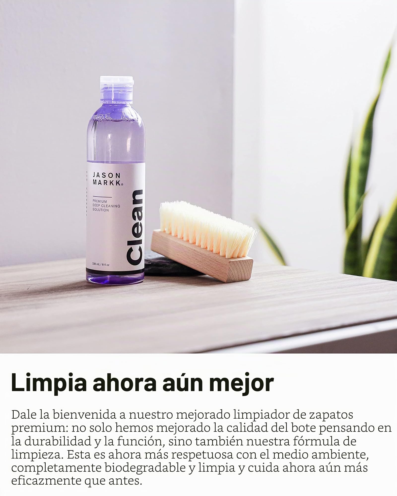 Jason Markk Cepillo para zapatos y limpiador profundo de 8oz/236 ml en set – para la limpieza y cuidado de zapatos y diversos materiales, morado, Einheitsgröße