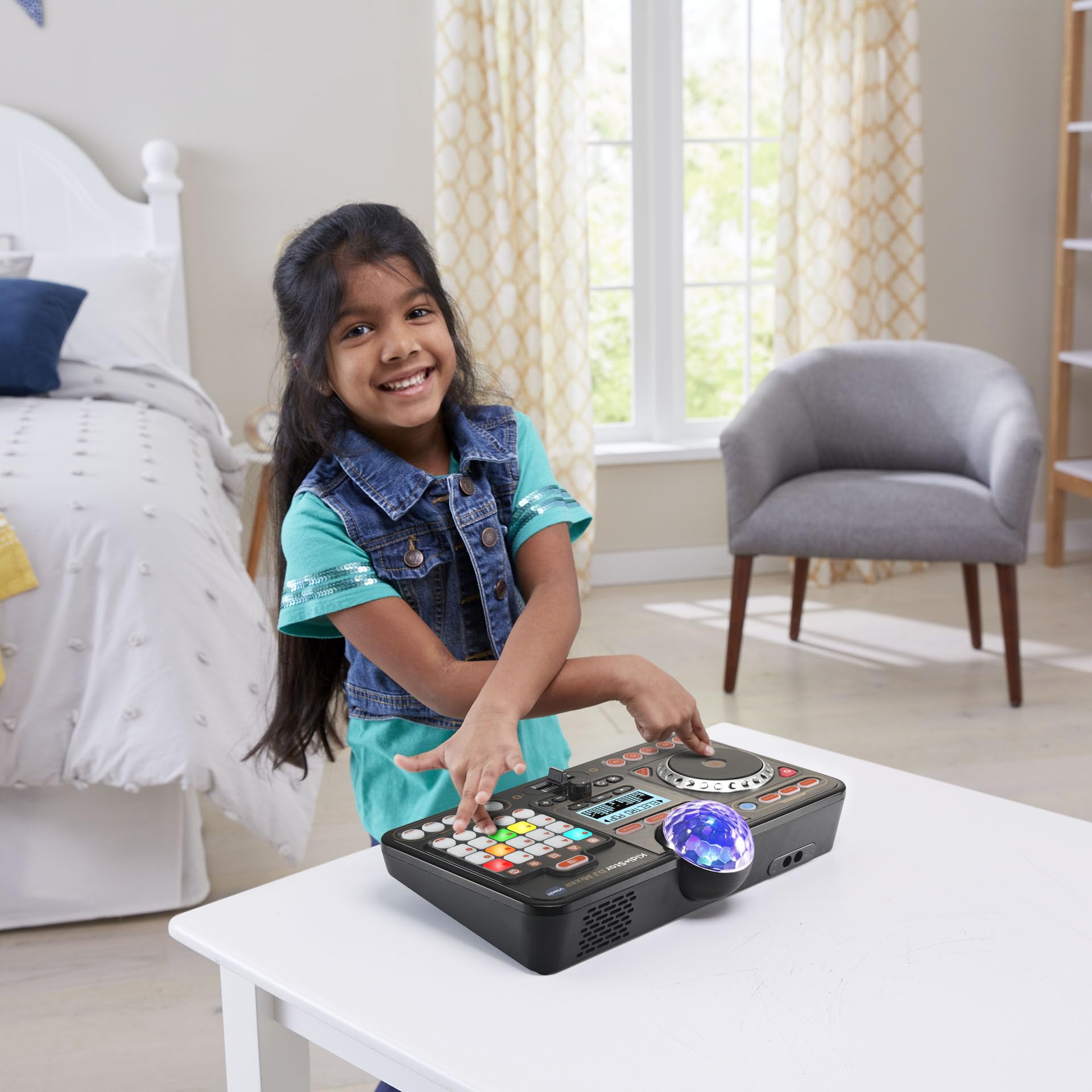VTech - Kidi DJ Mix, Mesa de mezclas electrónica para niños 10 en 1, Bluetooth, Efectos de sonido, Luces, Bola de discoteca, Aprendizajes y juegos, Regalo para niños +6 años, Versión ESP