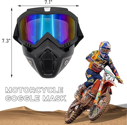 Miniatura 2 de Gafas de Motocicleta, Gafas de Casco de Dirt Bike Resistentes al Viento con Máscara Facial Removible, Accesorios de Motocicleta (Colorido)