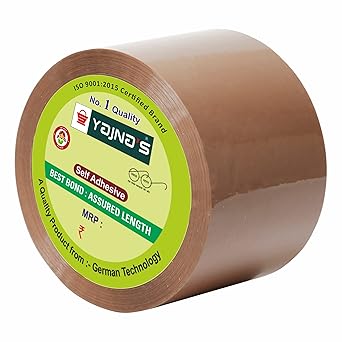 YAJNAS 2 Inch 35 Meters Brown BOPP tape Self Adhesive High-Strength Packing Tape Rolls, Packaging Tape | Brown Cello tape | e commerce Packaging for Home, Office (2 Inch, 35 meters_Pack of 1)
