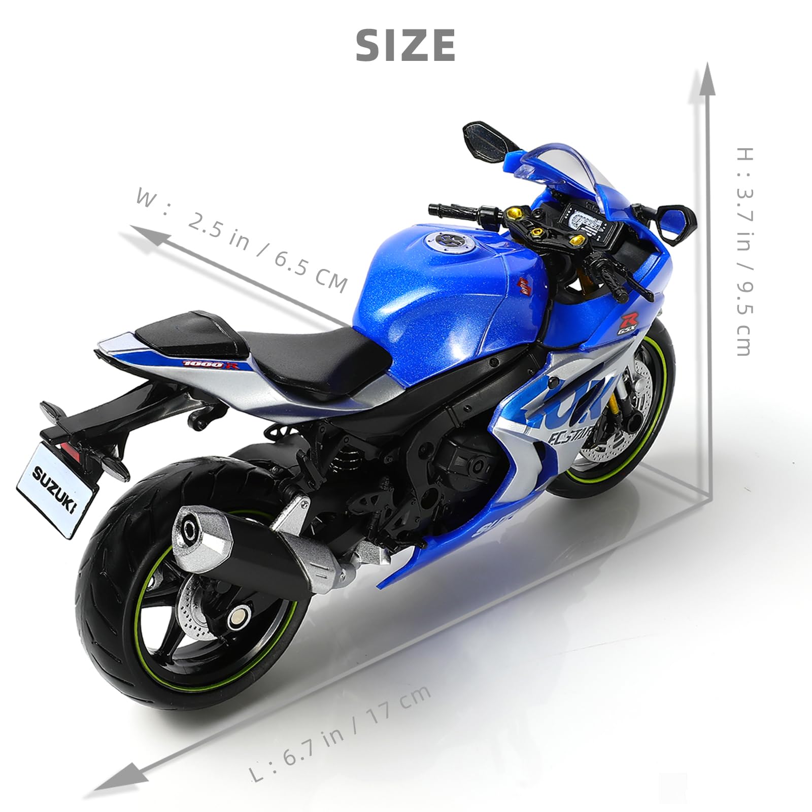 1/12 Compatible pour Suzuki 1000R Moto Modèle Jouet Mini Métal Die-Cast Moto Modèle Bleu Sport Racing Collection Cadeau Hommes Enfants Garçons (GSX R1000R)