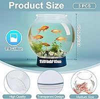 Vista 3 de Mifoci 3 peceras de plástico transparente para peces, pequeñas peceras de plástico inastillables, acuario de plástico redondo transparente