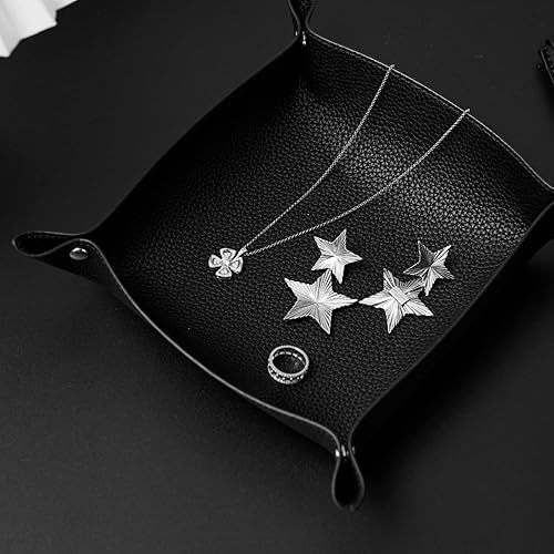 Miniatura 4 de Oirlv Bandeja de cuero de alta calidad para hombre, organizador de joyas, almacenamiento de escritorio, carteras para llaves, teléfonos celulares,