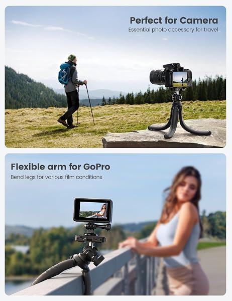Lamicall Flexible Smartphone Tripod - [3 in 1] Mini Portable Mobile Phone Tripod with Wireless Remote Control, 360° Rotation, Portable Tripod with 1/4 Inch Screw for iPhone/Android/Camera/GoPro - 4