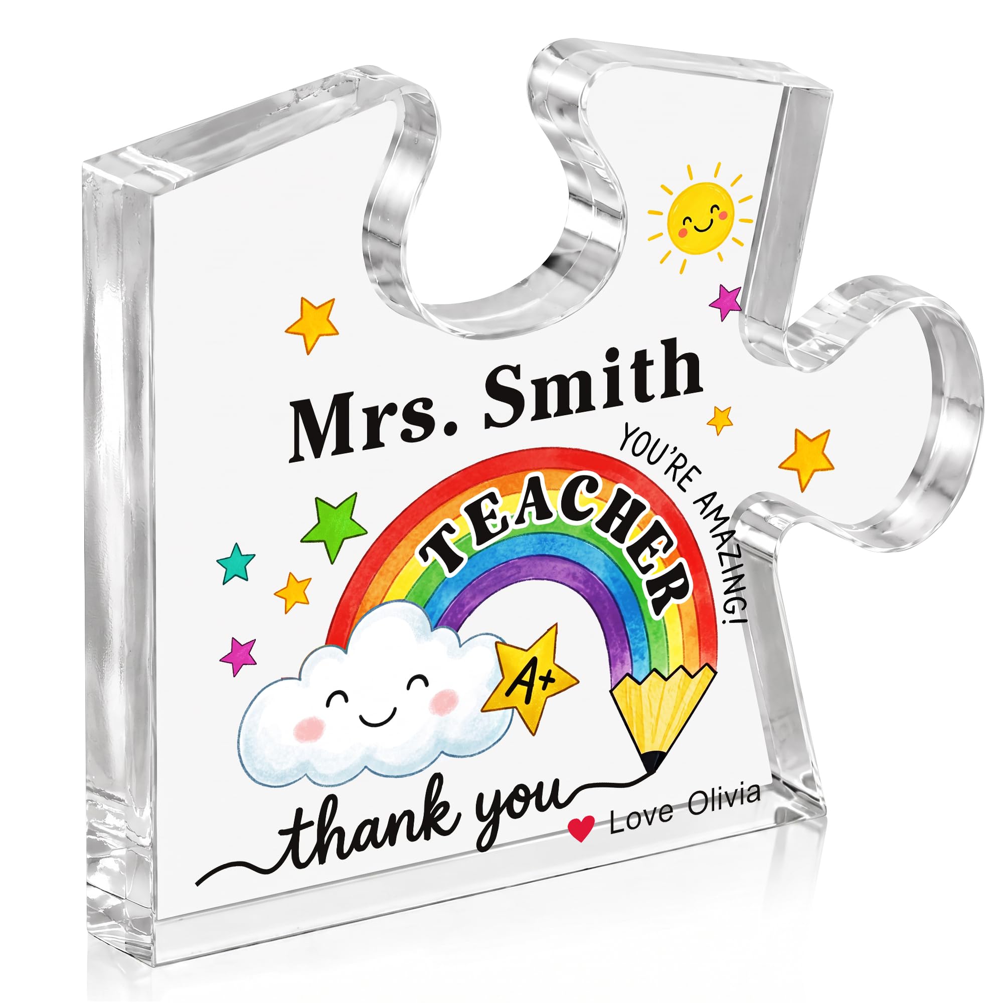 EDSG Personalised Thank You Teacher Gifts for Women, Acrylic Plaque Best Teacher Gifts, Teacher Appreciation Gift, Thank You Gift for End of Term, Teaching Assistant Gifts (Puzzle-1)