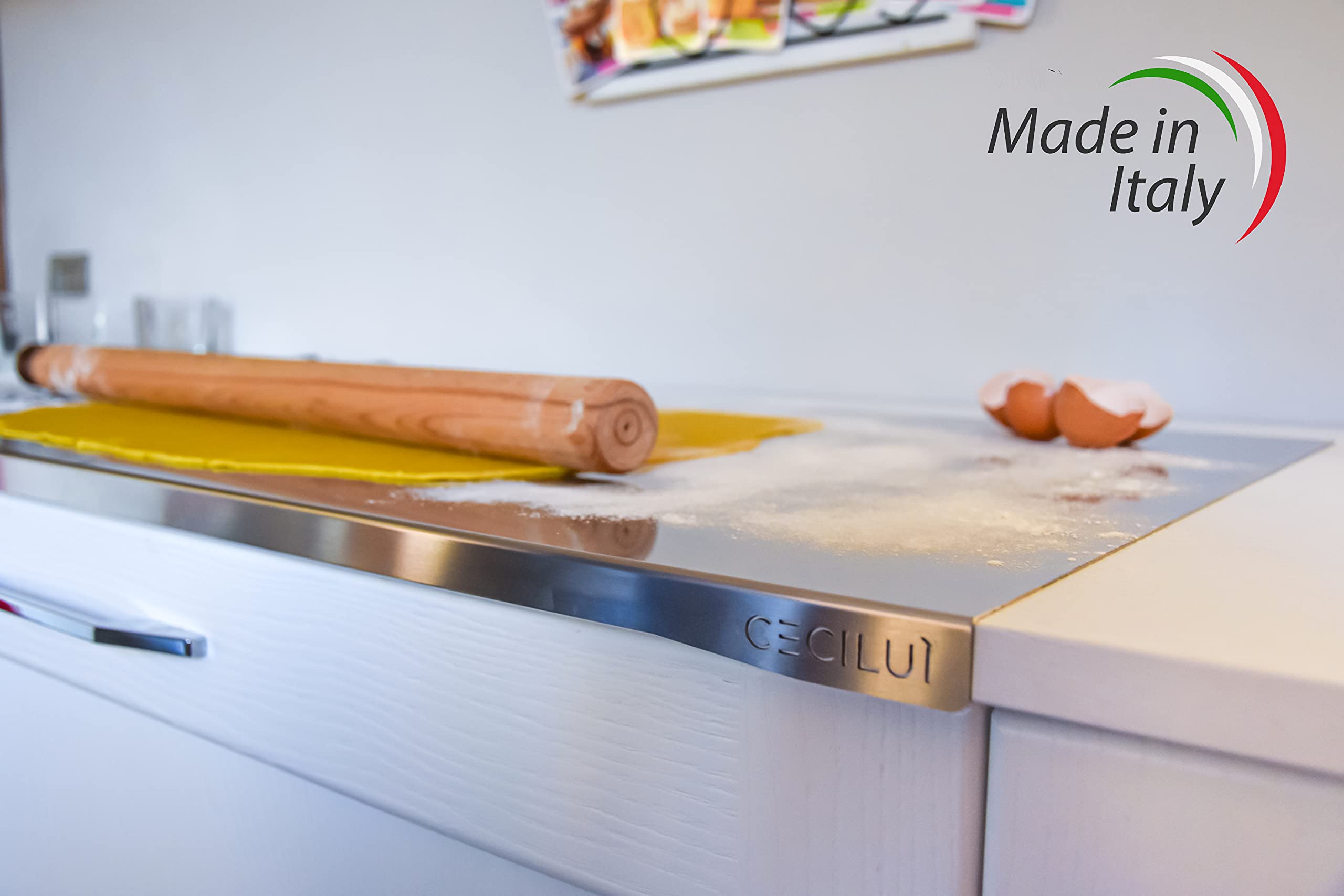 Planche à découper en acier inoxydable pour pétrir, tapis antidérapant, planche à découper de cuisine professionnelle, planches à découper, table de travail (75x57.3 élevé derrière)