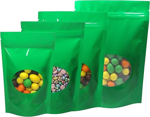 Miniatura 7 de Bolsa de doble cara de color matebrillante con ventana redonda transparente (100 bolsaspaquete) (4 x 6.3 pulgadas, verde brillante)