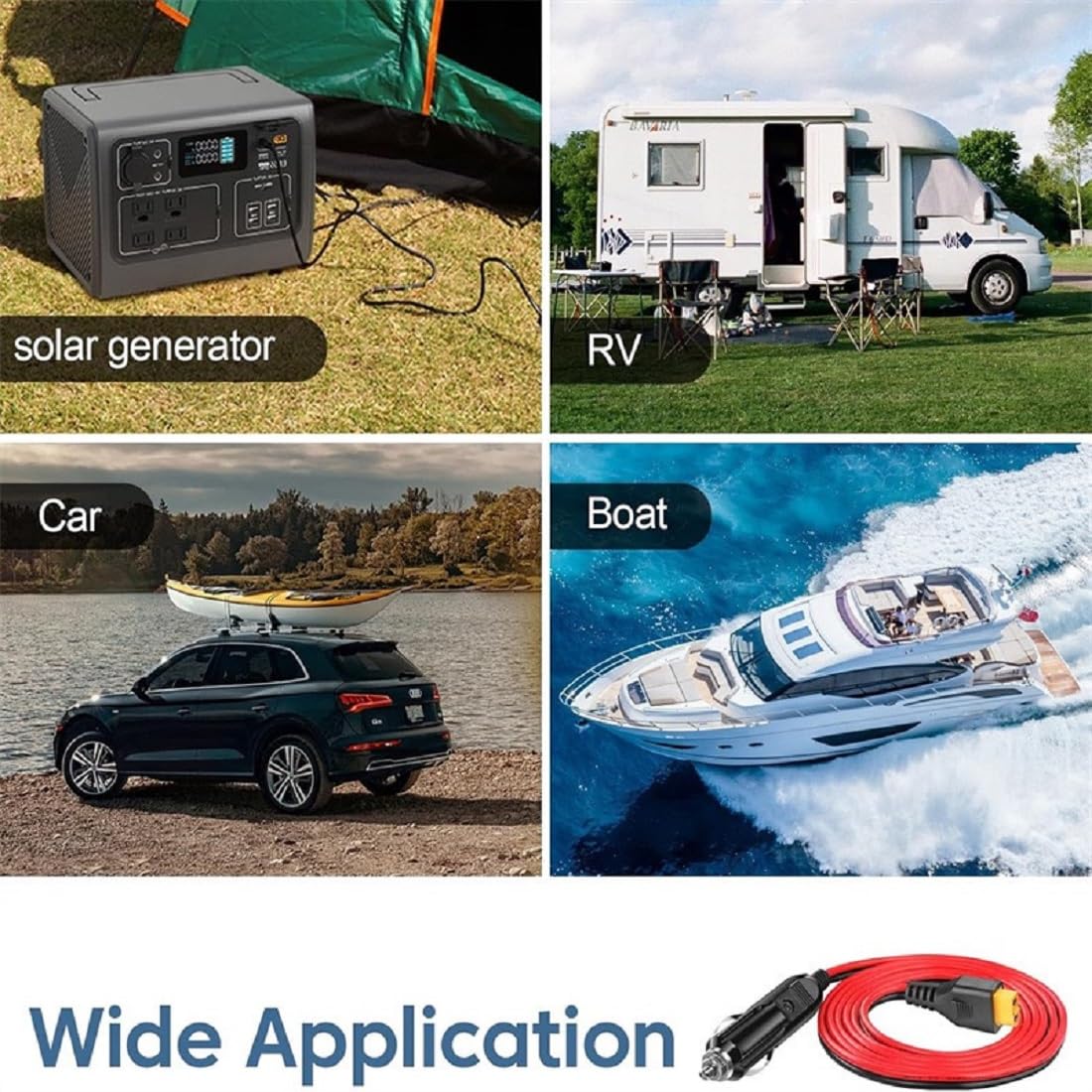 12 V/24 V DC Adattatore XT60 Caricabatteria da auto per ECOFLOW DELTA 2/3 River 3/2 MAX Bluetti EB55 AC70 Power Station Anker SOLIX C200 C300 C1000 F2000 Generatore Solare Batteria Lipo XT60 Spina