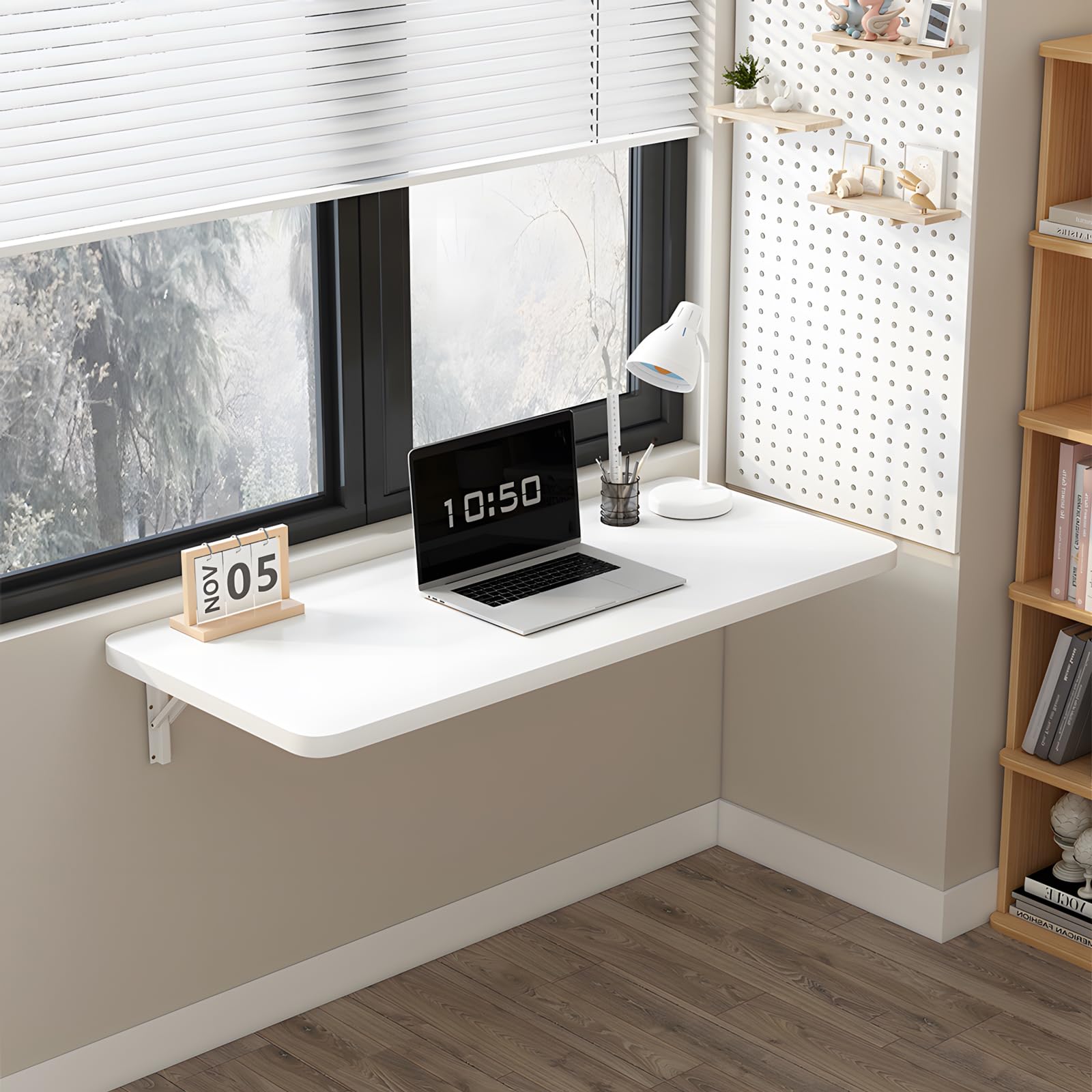 Wall Mounted Folding Table for Laundry Room Piano Baking Paint Waterproof, Wall Mount Table Fold Down Multi Size, Foldable Desk for Kitchens、