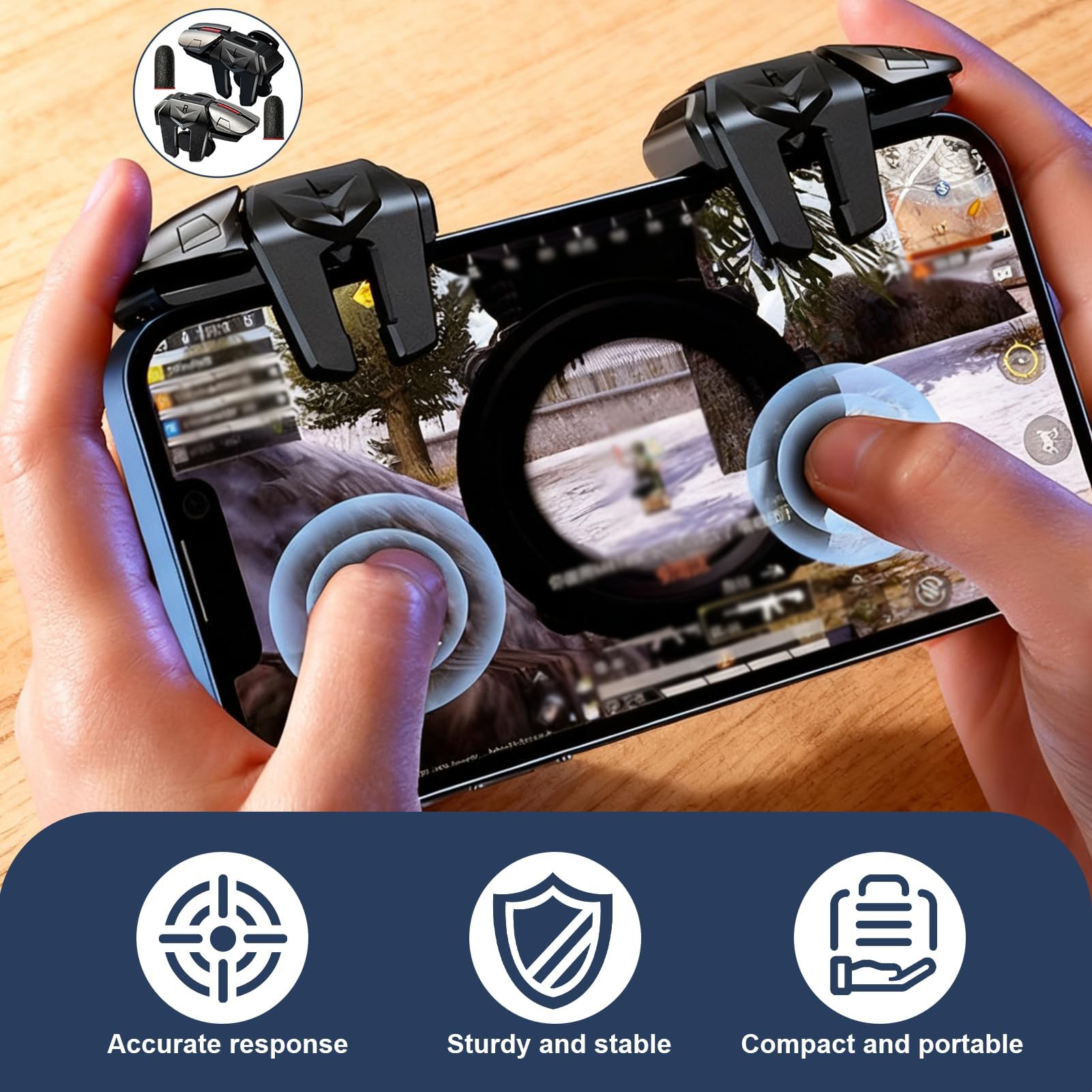 Uliwamowi Triggers 6 Dita Joystick Controller, Gioco Mobile Trigger, Trigger L1R1 L2R2 per iPhone Android, Controller Mobile con Grilletti Sensibili, Gamepad Gioco Ergonomico Smartphone