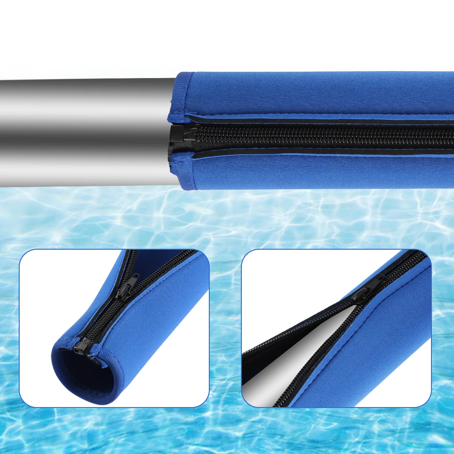 Agarre para Pasamanos de Piscina con Cremallera Antideslizante, Barandilla Azul de Seguridad 120cm de Largo para Aislamiento Térmico en Verano