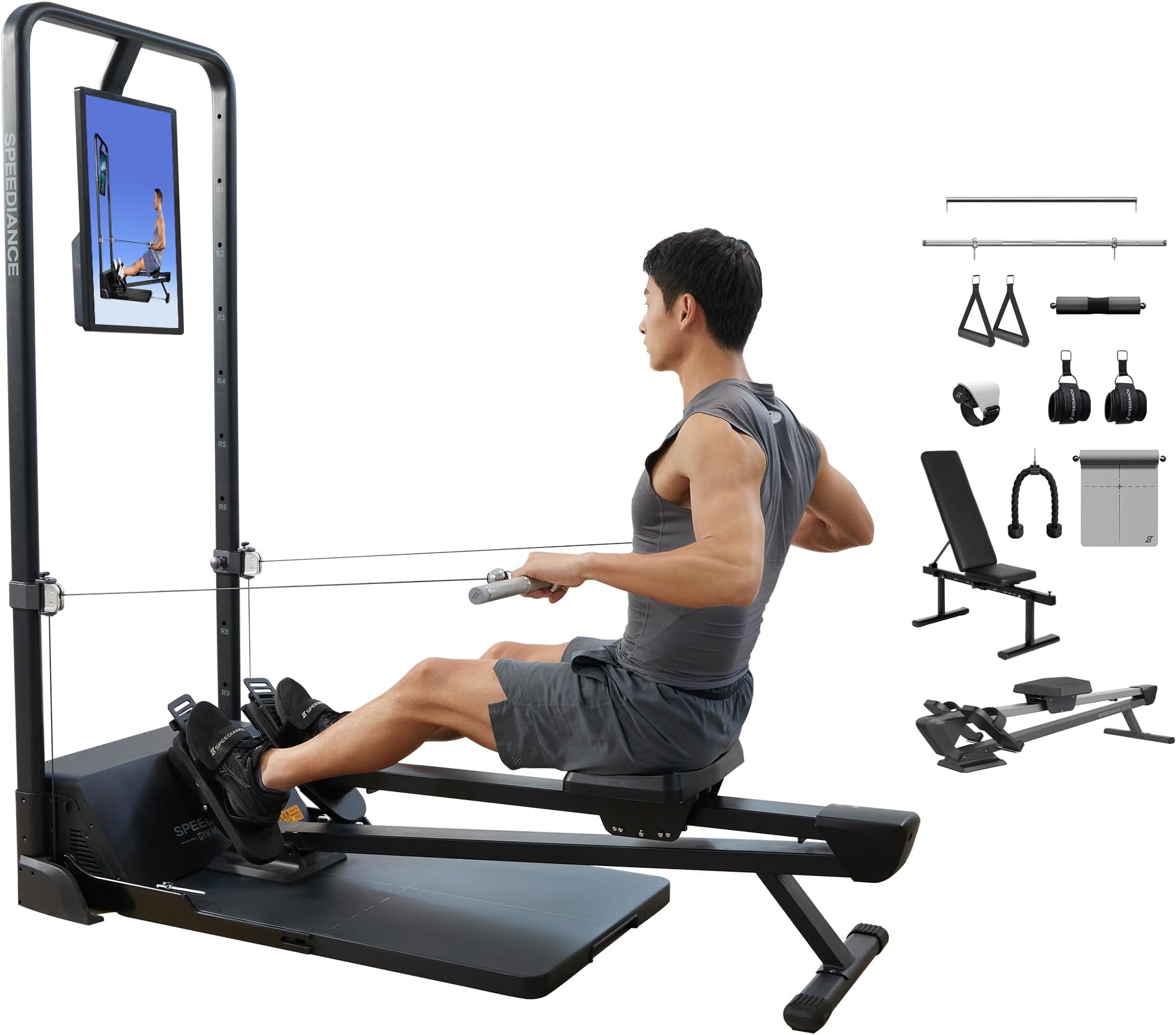 Speediance Gym Monster｜ホームジム用スマートフィットネスマシン｜オールインワン筋トレマシン｜省スペース設計｜220ポンド（100kg） デジタル負荷｜日本語対応AIトレーニングプログラム｜家庭用トレーニングマシン｜筋トレマシーン トレーニングマシンランキング上位｜トレーニングマシン 家庭用｜きんとれマシン｜チェストプレス搭載