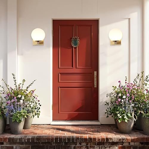 Miniatura 6 de Aplique individual de vidrio de leche con forma de globo, iluminación moderna de tocador con pantalla de vidrio de ópalo esmerilado, lámpara de