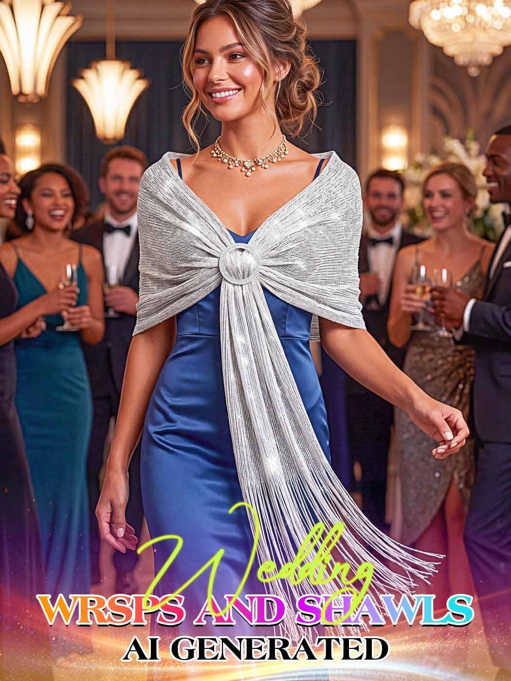 Women's Shawls and Wraps for Evening Dresses Sparkling Wedding Scarf Fringe Bridal Capelet for Bride and Bridesmaid