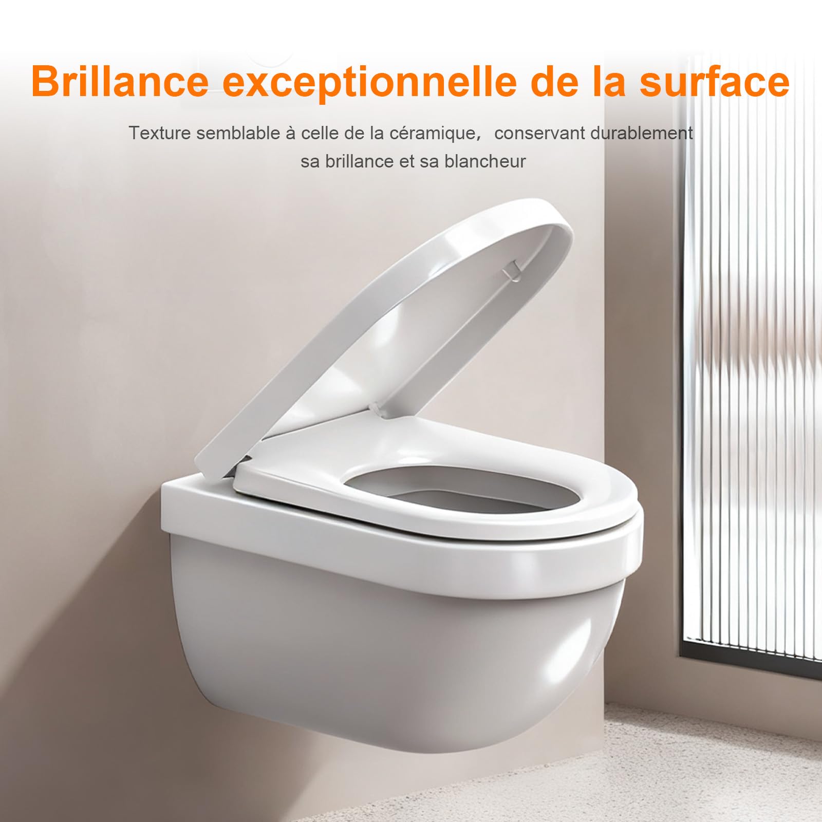 GRIFEMA Premium Abattant WC - Forme D, Universel - Duroplast(UF), Finition Céramique Brillante - Antimicrobienne & Anti-Jaunissement - Dégagement Rapide & Facile à Nettoyer - 150kg Capacité, 46.5x36cm