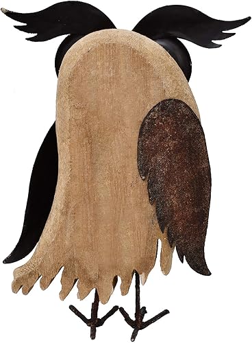 Miniatura 6 de Estatua de decoración de búho de madera, figuras rústicas de búho, adornos de escultura de animales de pie, decoración de mesa de pájaros,