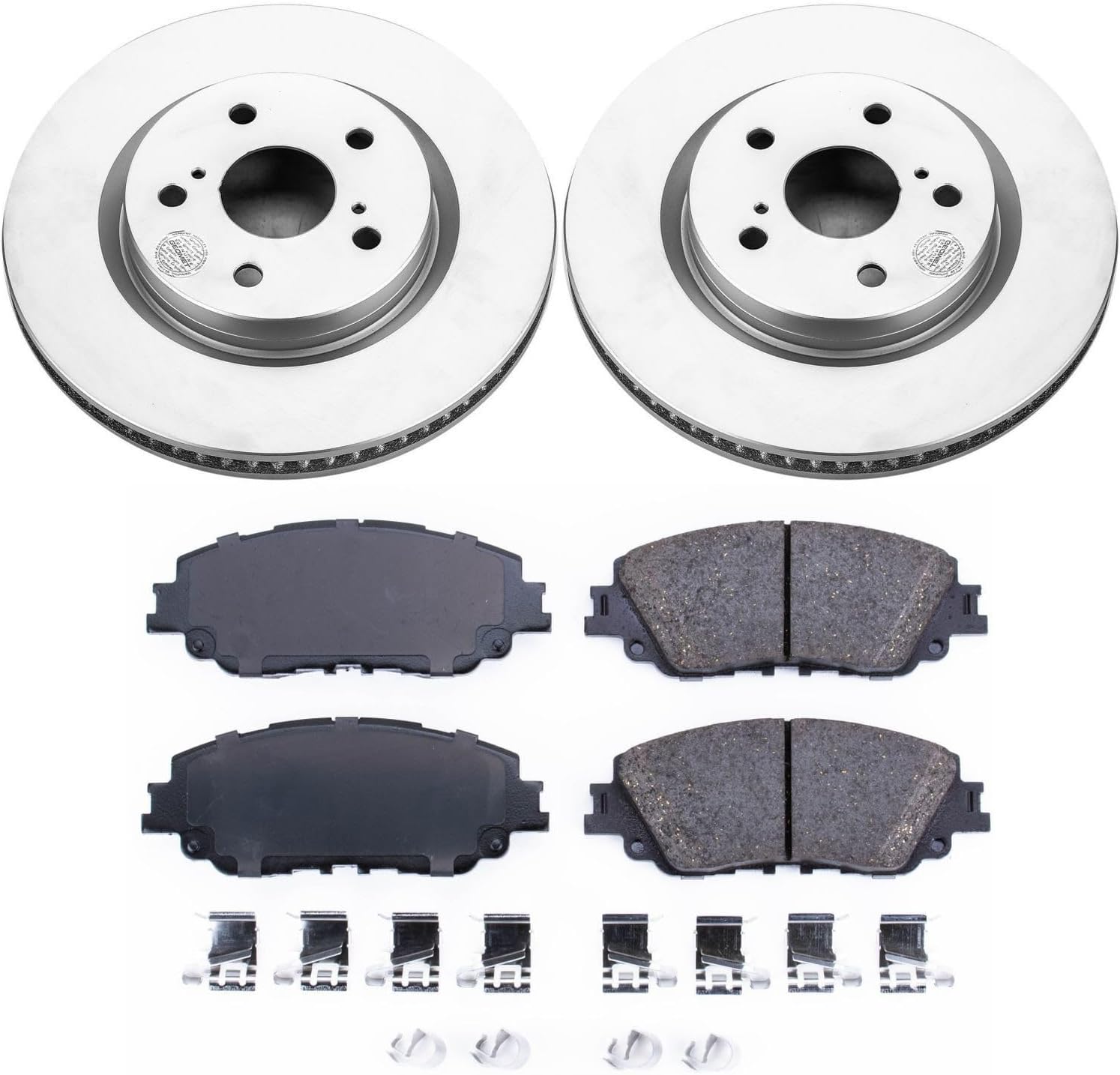 PowerStop Front Brake Kit for Lexus ES250 2021-24 |ES300h 2019-24 |ES350 2019-24 |UX200 2019-22 |UX250h 2019-24 - Fully-Coated Disc Rotors with Z17 Ceramic Brake Pads Replacement, CRK7895