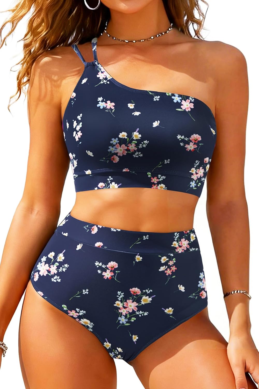 Yonique Women's High Waisted Bikini - One Shoulder Two Piece Swimsuits 2026 Tummy Control Full Coverage Bathing Suits
