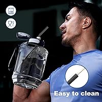 Vista 4 de WALFOS Pajitas de silicona reutilizables extralargas de 14.5 pulgadas, pajitas flexibles y curvadas de tamaño grande para botellas grandes de medio