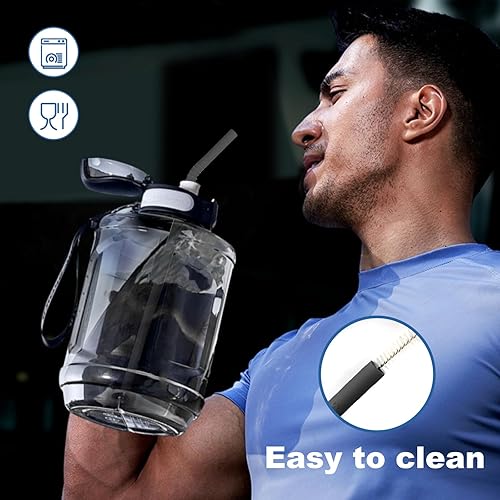 Miniatura 4 de WALFOS Pajitas de silicona reutilizables extra largas de 14.5 pulgadas, pajitas flexibles flexibles de tamaños grandes para botellas de agua grandes