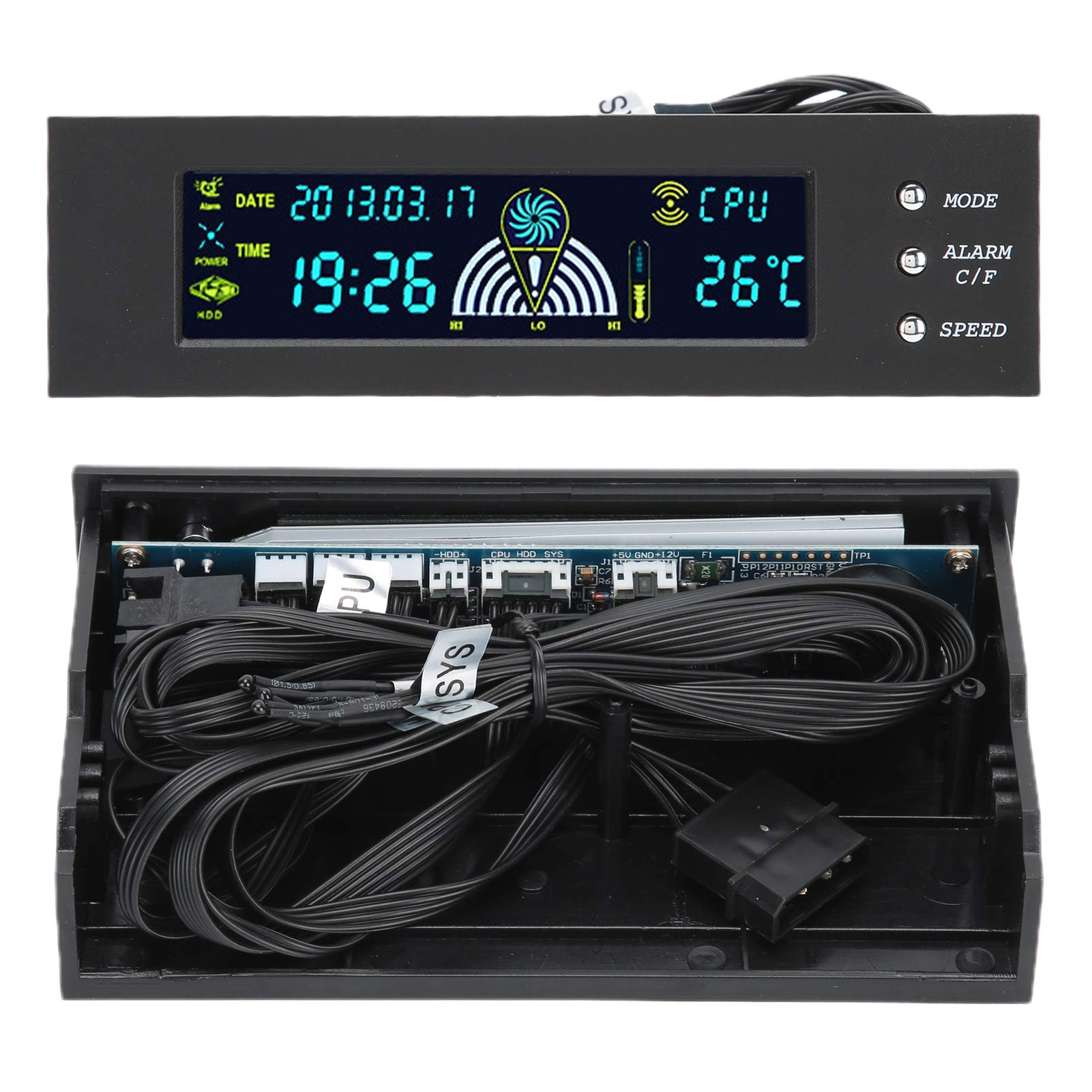 Controller di velocità della Ventola per Computer con Pannello LCD STW?5023 da 5,25 Pollici con Controllo della Temperatura CPU/HDD/SYS Migliora le Prestazioni del Tuo PC con