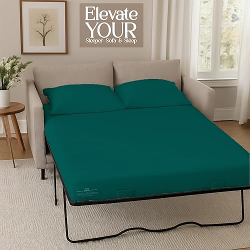 Miniatura 133 de Juego de 4 piezas para sofá cama, 100% algodón de 400 hilos, sábana bajera con bolsillos profundos, suave, sin arrugas y transpirable, calidad