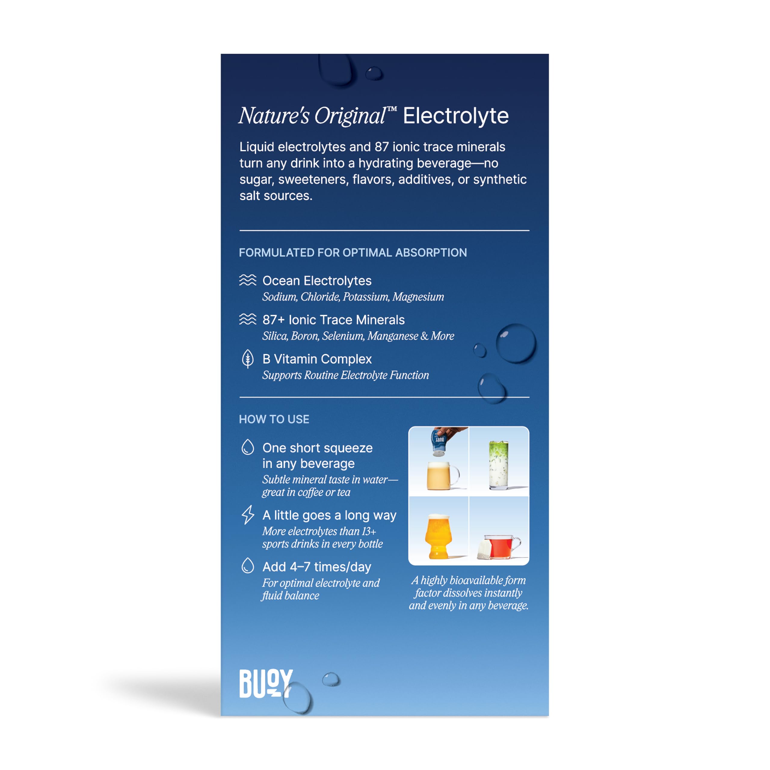Buoy Electrolyte Drops | 120 Servings | No Sugar, No Sweeteners | 87+ Trace Minerals, Vitamins & Antioxidants | Subtle Mineral Taste | Hydration Supplement - Unflavored 3 Pack — Amazon image 10