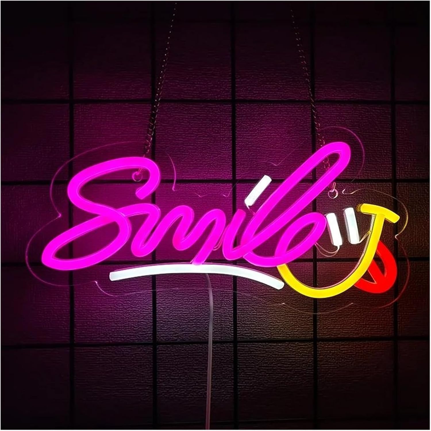 Insegna al per neon con scritta "Smile" e lettere a per LED per addio nubilato, matrimonio, 31 cm x 15,5